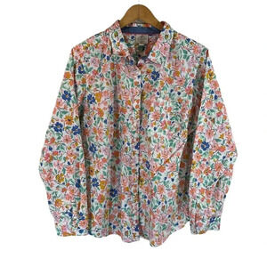 St. Johns Bay Colorful Floral Button Up Shirt Plus XXL 100% Cotton Long Sleeves